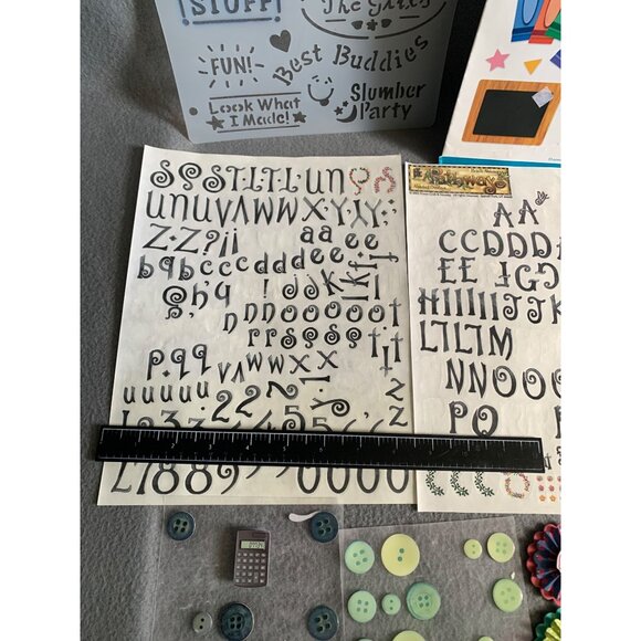 Scrapbooking & Craft Supplies Bundle: Stickers Buttons Templates & Embellishment - Picture 7 of 11
